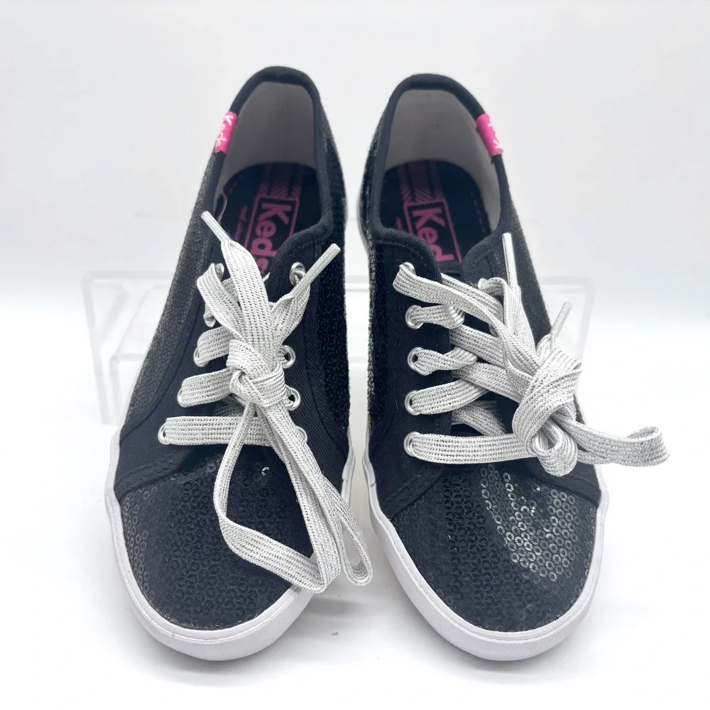 Keds Celeb LTT Black Sequin Low Top Sneakers Kids Size 13M KY45830 Silver